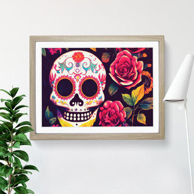 XH1022-8992X The Serene Floral Sugar Skull - Single Picture Frame Print