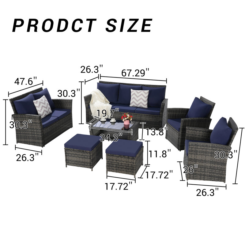 Stylish 9-seater 7 Pcs Patio Dining Set With Cushions