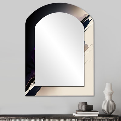 Mauve pivoine hyperréaliste fleurs I - pivoines, miroir mural décoratif asymétrique, miroir arche moderne, impression d'art en métal