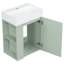 Meuble-lavabo de 20 po avec lavabo en céramique, porte à motif de losanges, poignées dorées et tablettes de rangement latérales - petit cabinet moderne avec barre à serviettes, fabrication en panneau de fibres à densité moyenne, assemblage requis-371244942