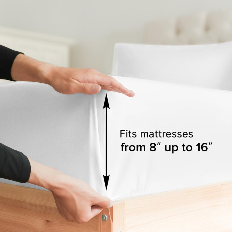 100% Cotton Sheet Set, 1000 Thread Count Hotel Luxury Bedding, Soft & Durable Bed Sheets, 4 Piece Set, White