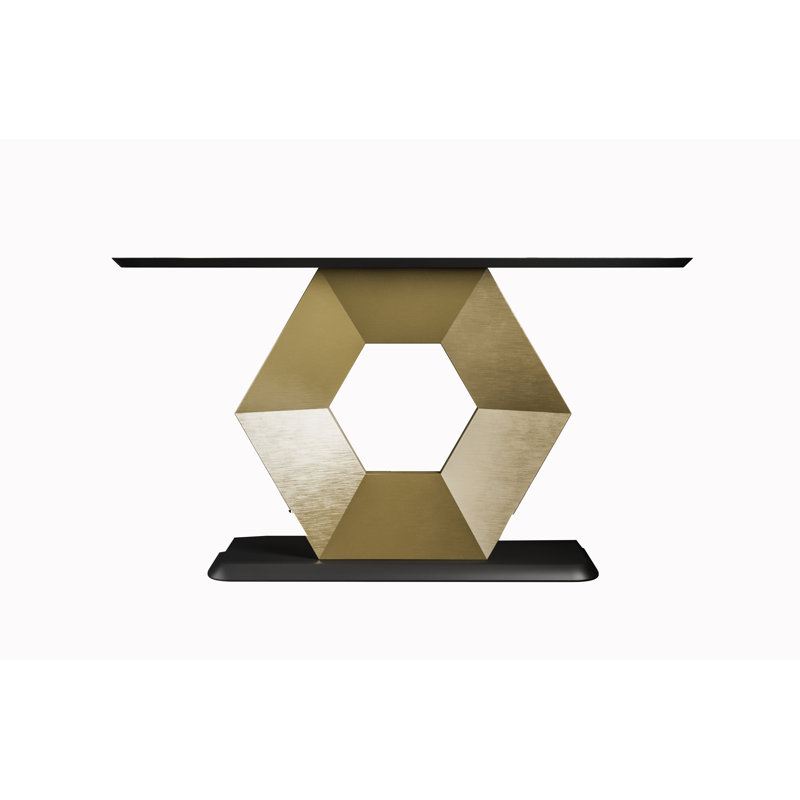 Console Table, Black/Gold, 31.5" H x 39.37" W x 13.78" D