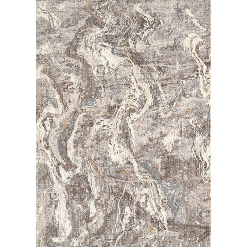 Nytalya - Tapis abstrait tourbillon gris avec design artistique contemporain, Rectangle 7 pi 10 po x 10 pi 6 po
