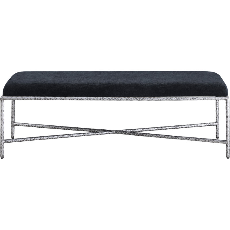Banc en tissu Iyania Chenille, Argent argent, Tissu chenille noir