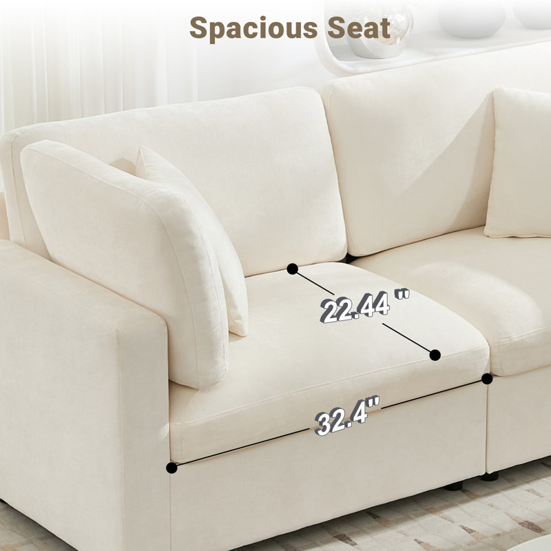 4-Seater Modular Sofa Right Arm Corner Chair, Beige