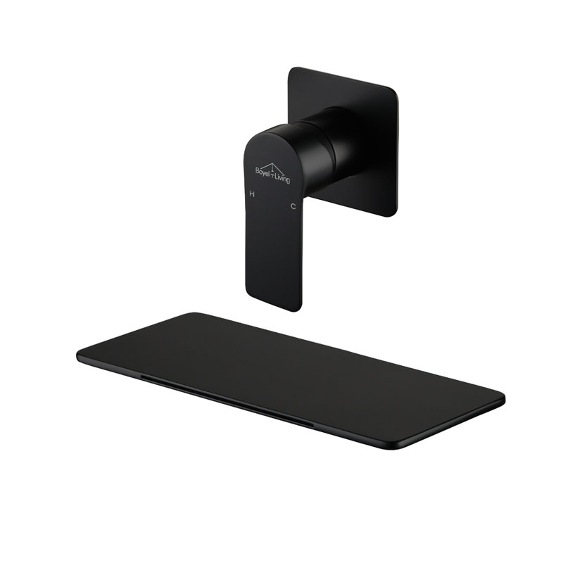 Robinet de lavabo pour salle de bain avec fixation murale, poignée simple, fabrication en laiton massif et finition noir mat pour une utilisation moderne et durable