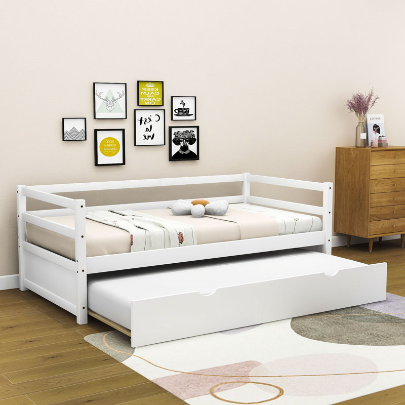 Masimba Twin Size Wooden Daybed with Trundle, White