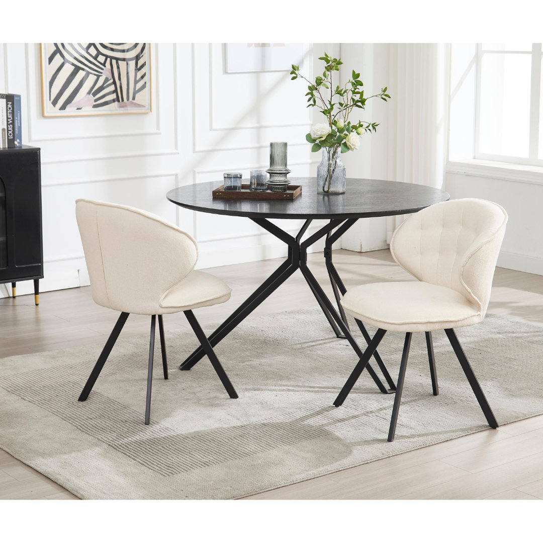 Wahson Dining Chairs Set of 2 in Chenille Fabric Modern Kitchen Chairs with Comfortable Backrest for Living Room Restaurant Cafe, Green
