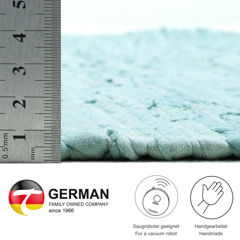 Hand Loomed Cotton Blue Indoor Rug, Rectangle 40 x 60cm