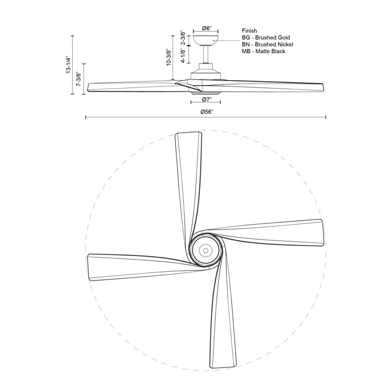 Horizon LED Ceiling Fan, Matte Black, Matte Black