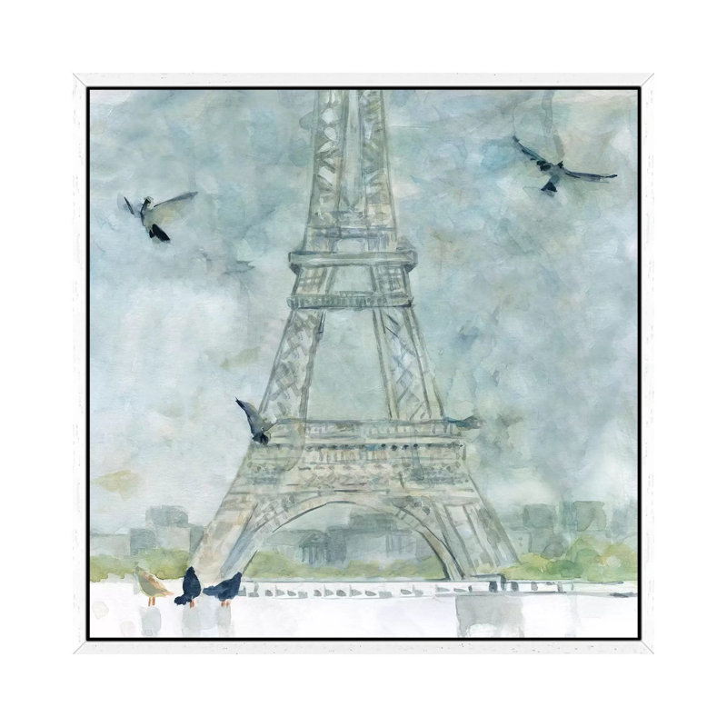 Paris In Flight by Carol Robinson - Painting on Canvas, 45.72 cm H x 45.72 cm W, White Framed