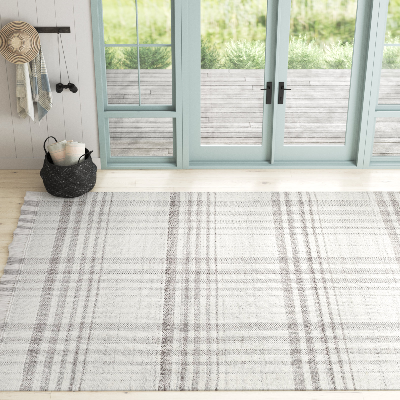 Flurie Recycled P.E.T Dark Gray Flatweave Area Rug, Rectangle 12' x 15'