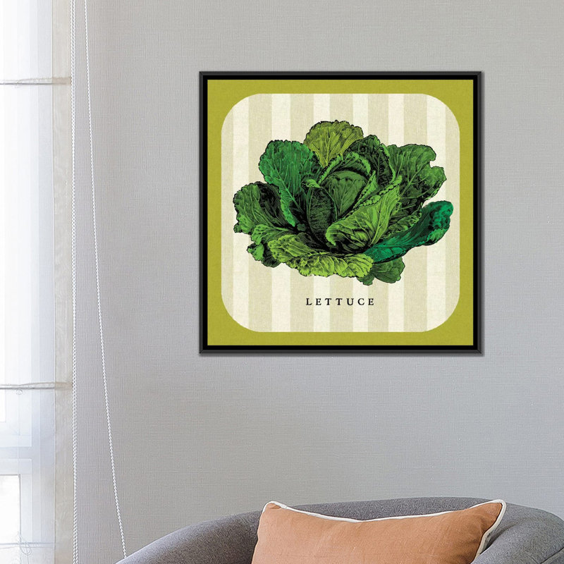 « lin légume ii », impression sur toile, H 18 po x l 18 po x P 1,5 po, Toile avec cadre noir, Pas de tapis