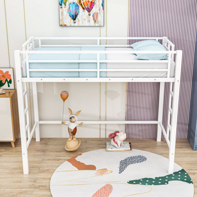 Metal Loft Bed with Ladders and Space-Saving Layout
