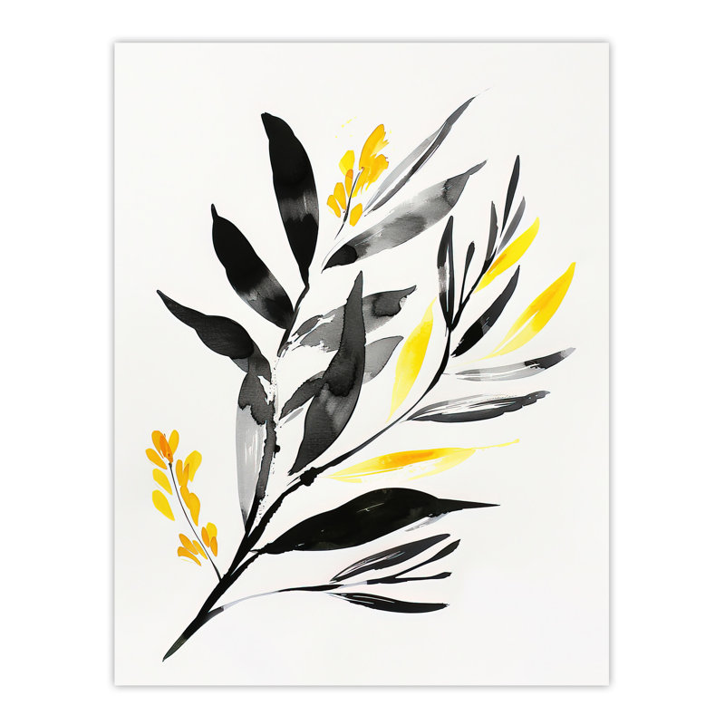 Abstract Plant Lover Frond Yellow Botanical Wall Art Print