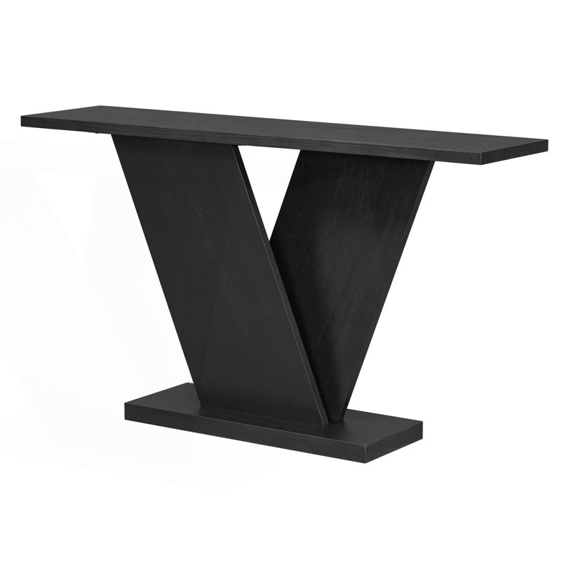 V-Base Design Console Table, Hallway Table, Black
