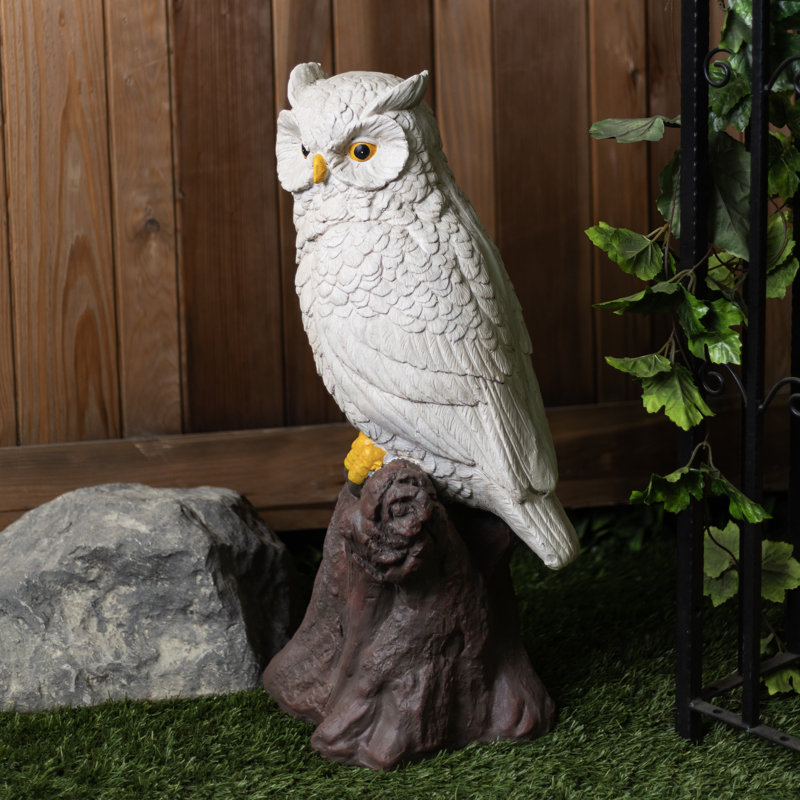 Statue de jardin en forme de hibou sur tronc d'arbre 28 po