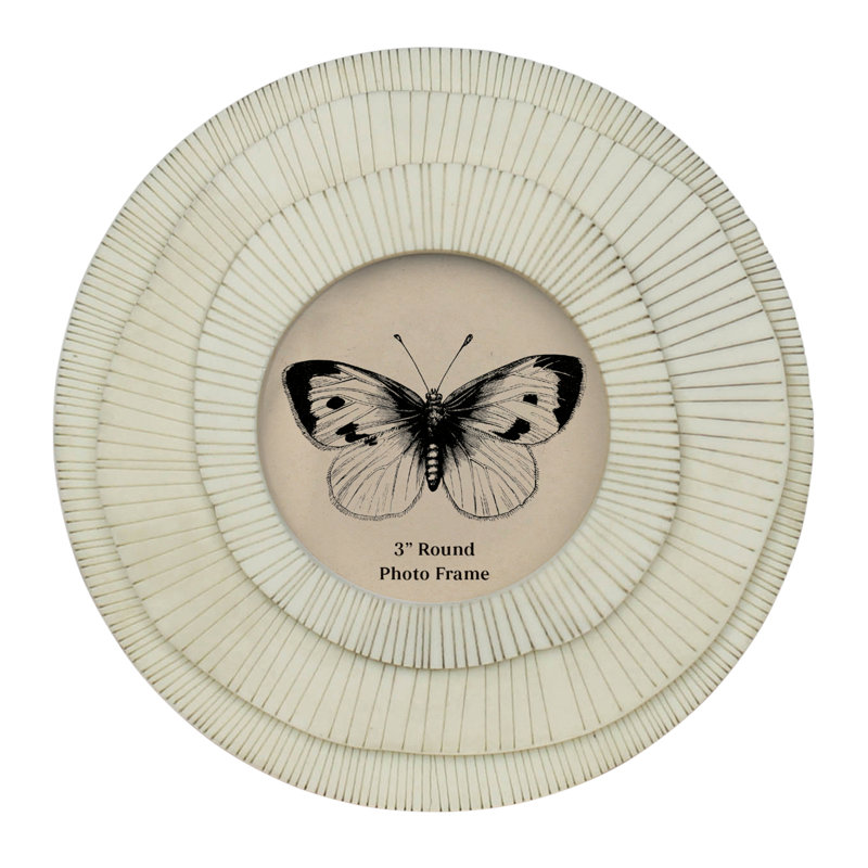 Layered Round Frame, White - 3”