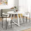 Ensemble de salle à manger 3 pièces, table à manger à tréteaux et 2 fauteuils bouclés-2043158174