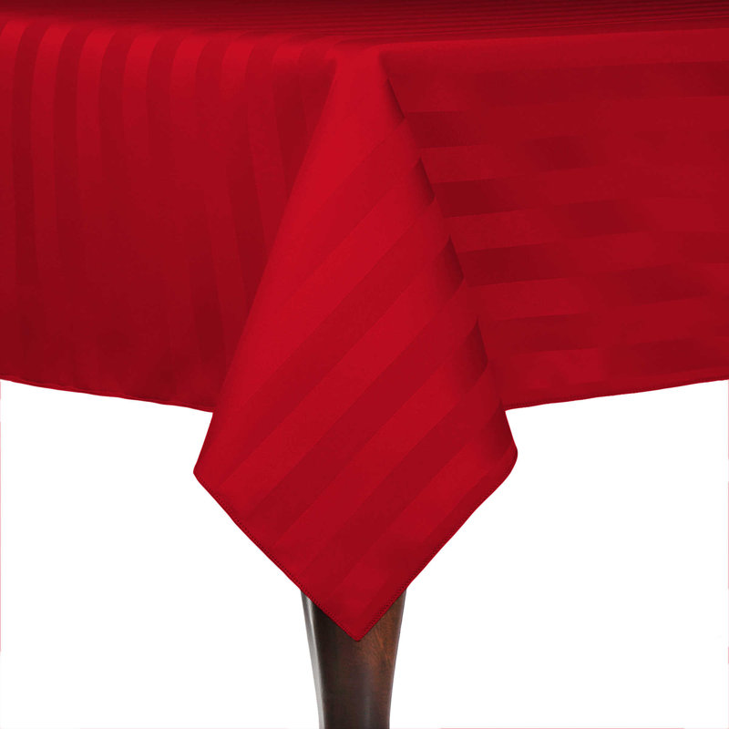 Ultimate Textile Satin Stripe Rectangular Tablecloth, 10, Red, 96" x 54"