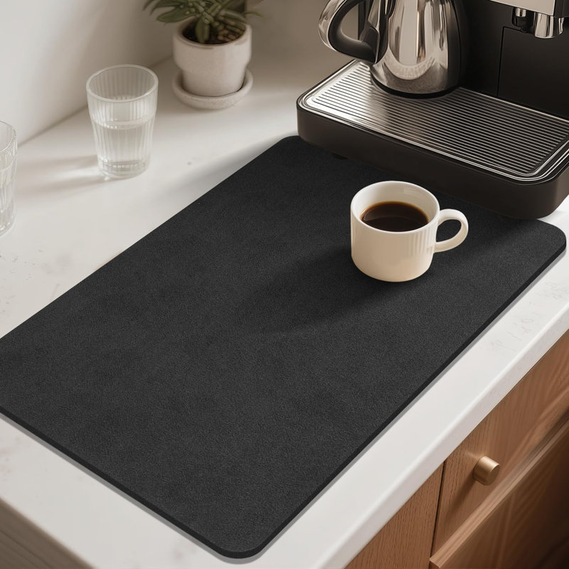 Tapis égouttoir à vaisselle, 44,5 x 75 cm, super absorbant et antitaches, tapis de séchage découpable pour comptoir, accessoires de bar à café, sous égouttoir, cafetière, machine à espresso