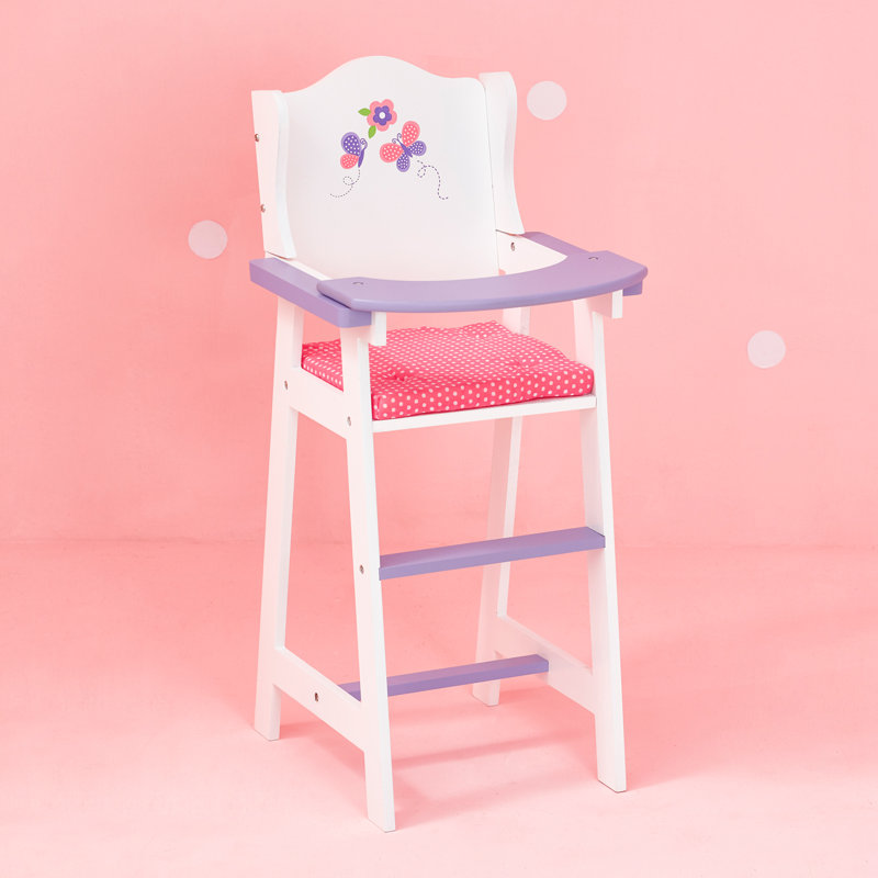 Olivia's Little World Wooden Baby Doll High Chair, Purple/ White