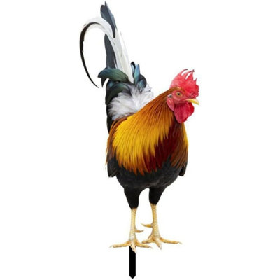 1PC Chicken Statues Acrylic Rooster Yard Chicken Outdoor Garden Stakes Animal Rooster Garden Decor for Patio Lawn Ornament, Rooster Stakes - Flat Not 3D