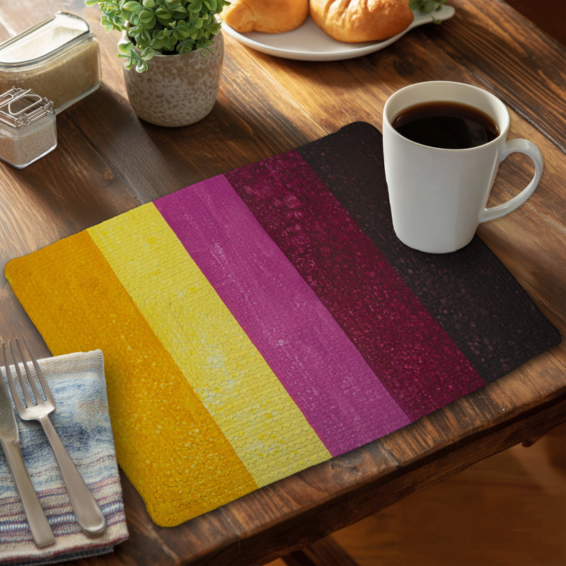 Shapes Abstract Yellow Braided Polyester Placemat | Live Stripes