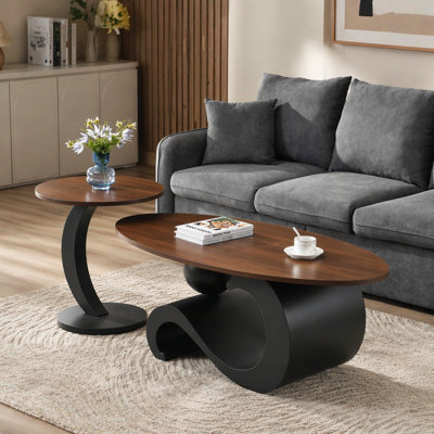 Black Nesting Coffee Table Set Of 2 For Living Room