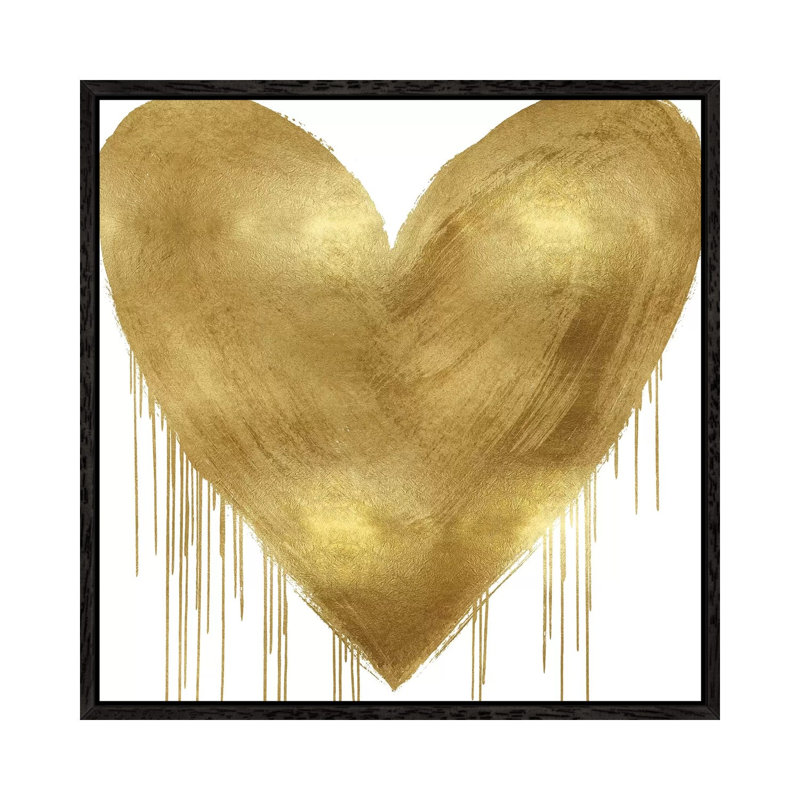 Big Hearted Gold by Lindsay Rodgers - Print on Canvas, Black Framed Canvas, 45.72 cm H x 45.72 cm W