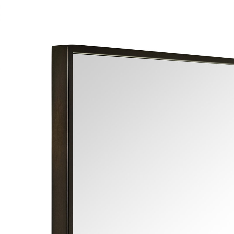 Miroir de salle de bain en bronze huilé avec coins carrés, miroir rectangulaire en acier inoxydable de 32 po x 24 po avec cadre en métal