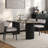 Light Luxury Retro Solid Wood Rock Table.-105898699