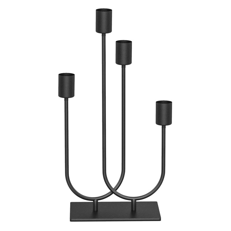 Black Iron U-Shaped Modern Candelabra Set of 4