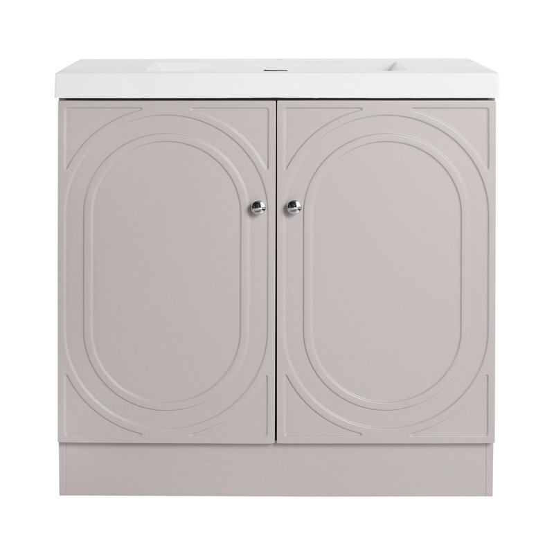 Meuble-lavabo autoportant avec lavabo en résine, 35.4"