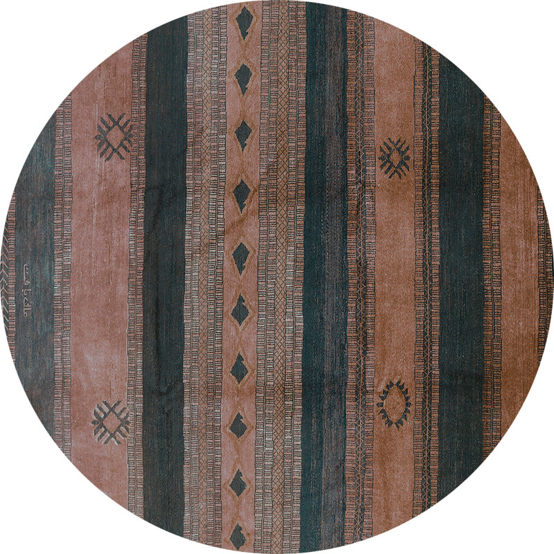 Tapis en chenille / polyester tissé à la machine Shawnea en brun / noir, Rond 6 pi
