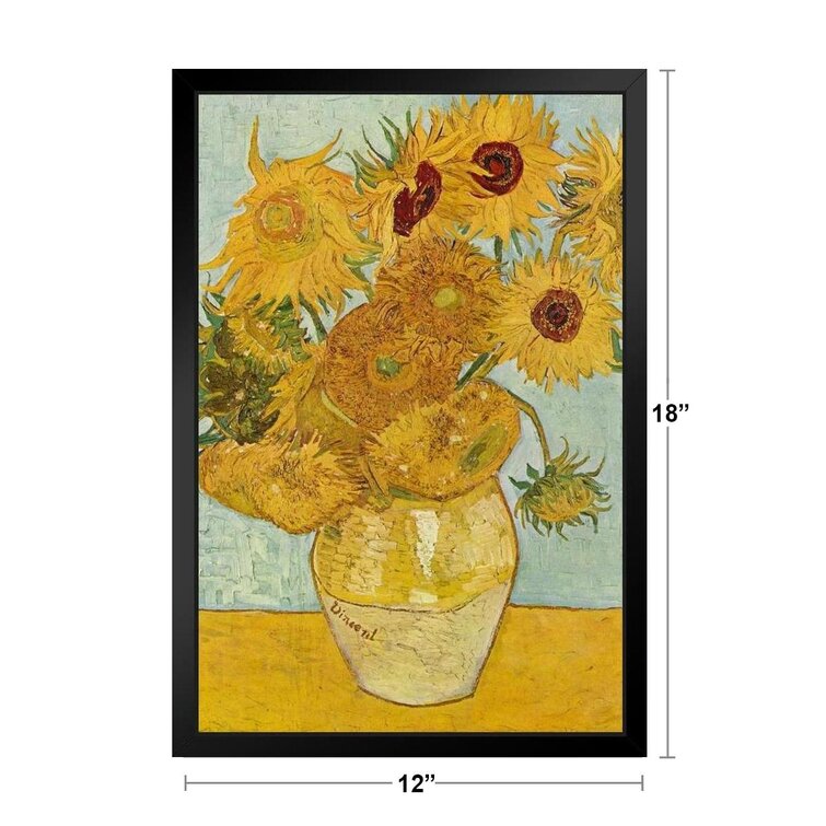 Vault W Artwork Vincent Van Gogh Sunflowers 1888 Oil On Canvas Still Life  Painting Black Wood Framed Poster 14x20 Framed On Paper Print
