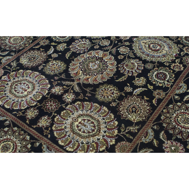 Tapis oriental brun / noir en laine noué à la main Manchuria