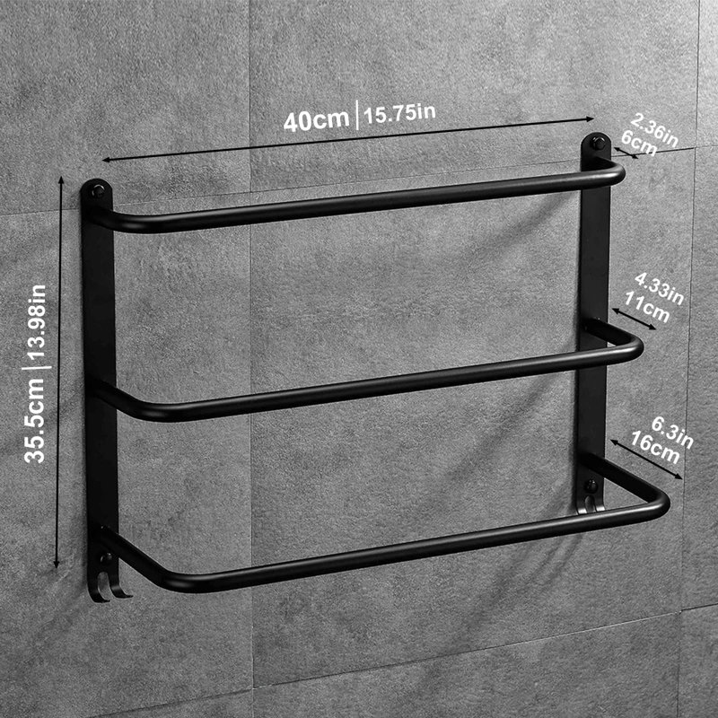 Kandra 40cm 3 Towel Bar, Black