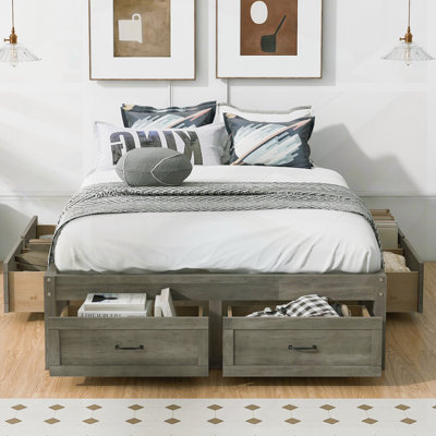 Full Size Platform Bed With 6 Spacious Drawers; Slat Kit, Minimalist Design For Modern Bedrooms And Efficient Storage