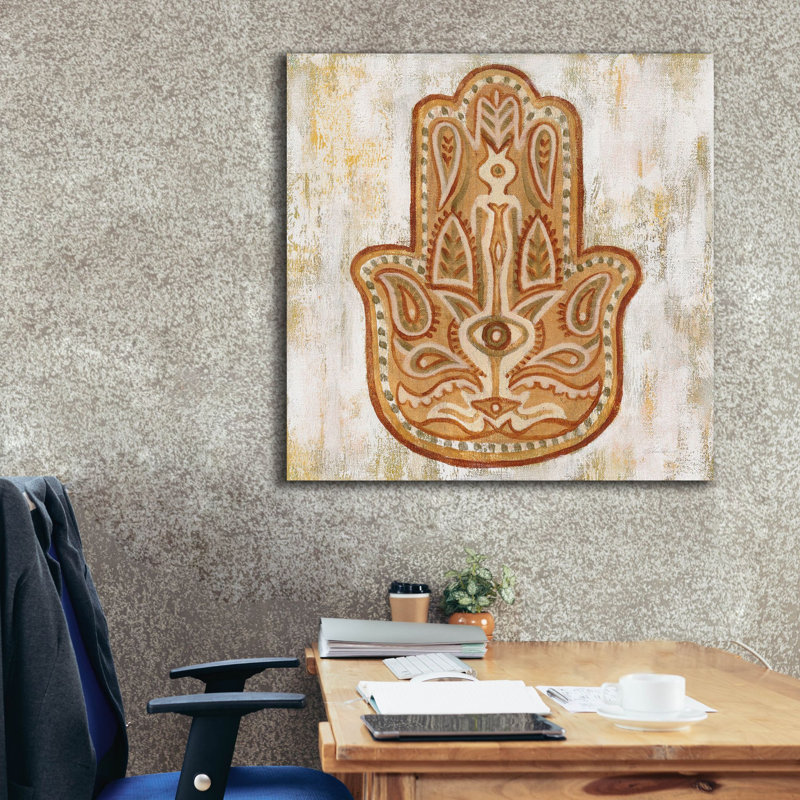 «Hamsa» par Silvia Vassileva, art mural sur toile, H 37 po x l 37 po x P 1,5 po