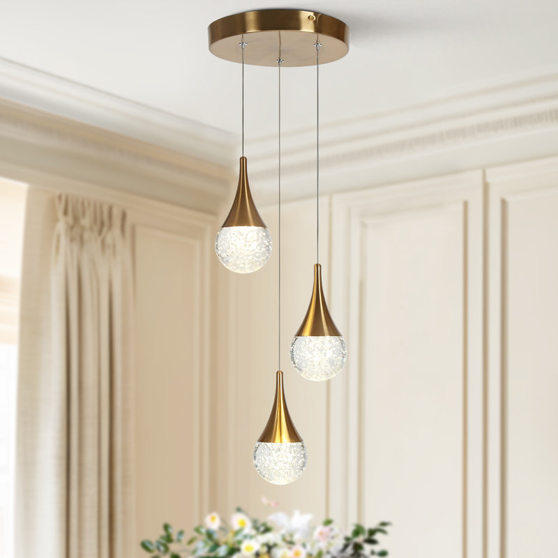 Luminaire suspendu en laiton à 3 lumières Chantae