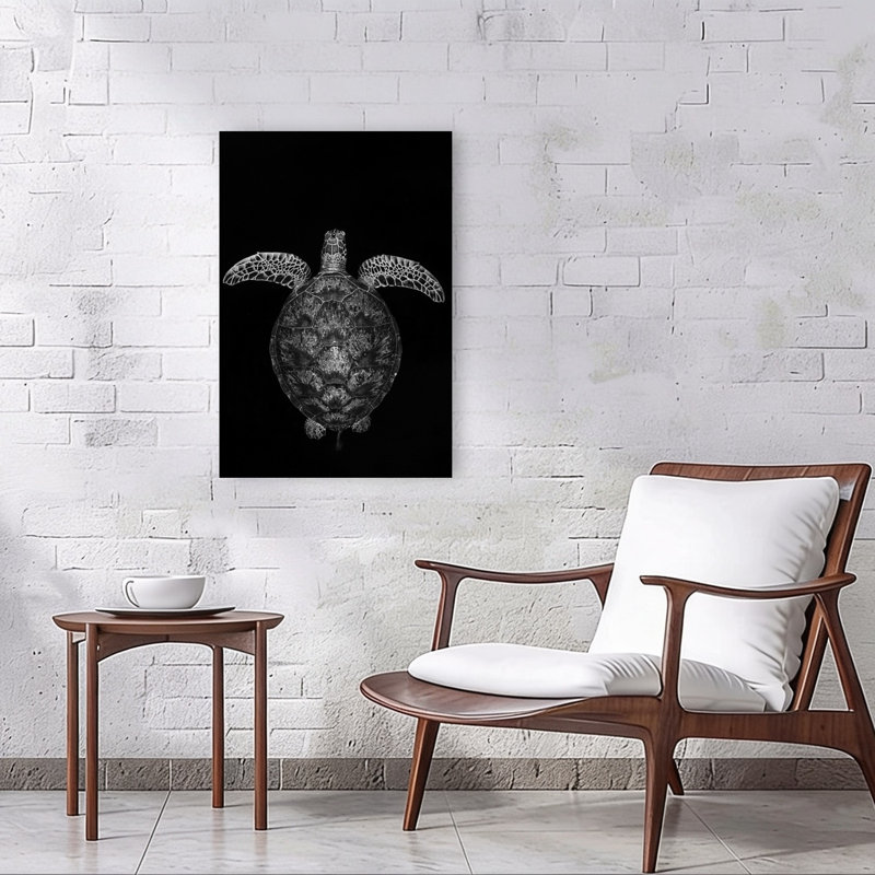 Graceful Sea Turtle Minimalist Peaceful Serene Turtle Nature Ocean Wall Art Print 1 Piece Wrapped Canvas Wall Art