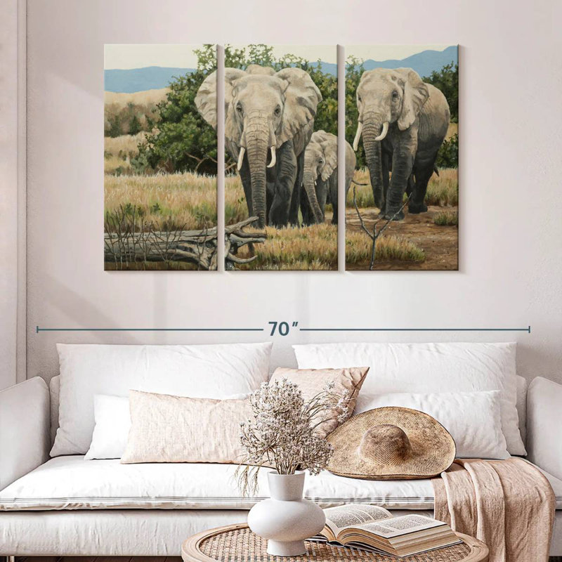 African Giants Elephants, 32" H x 50" W