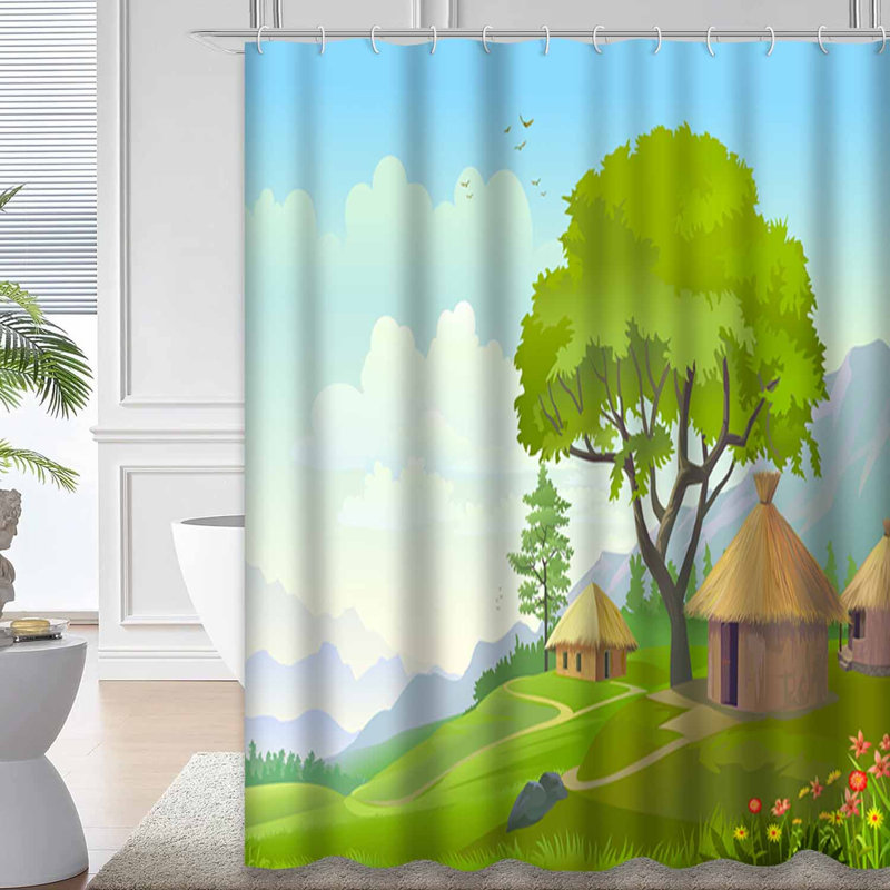 Rideau de douche avec 12 crochets Beautiful Forest Village, L 72 po x l 72 po