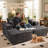 Boneless No Assembly Required Compression Packed 2-Piece Cloud Modular Corduroy Sectional Sofa-1438407908