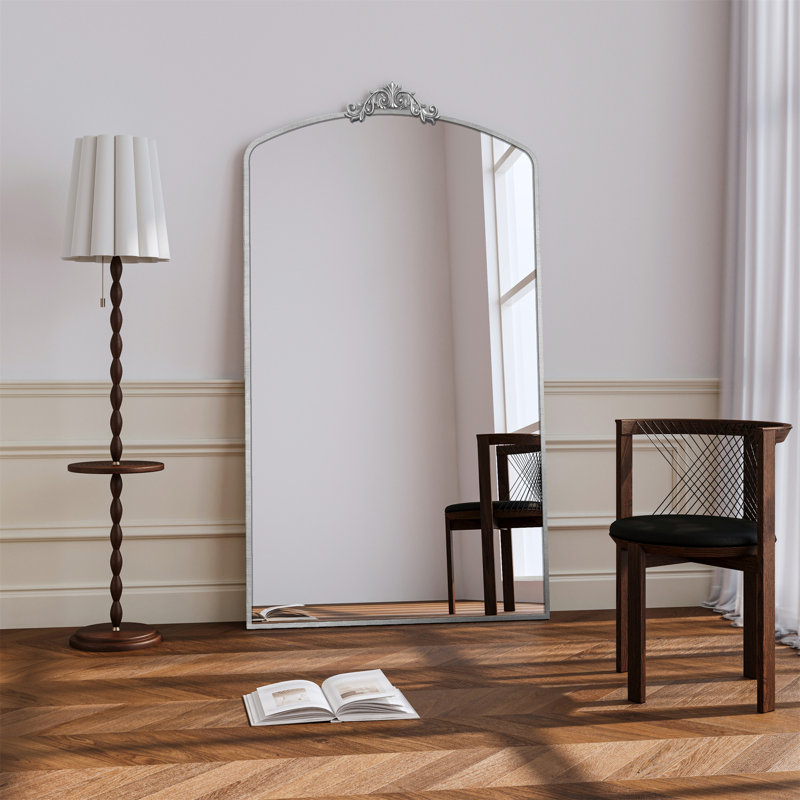 Full Length Mirror 36X66 Inch Vintage Ornate Arched Floor Mirror Metal Framed Mirror Dressing Mirror Oversized Wall Mirror (Includes Mirror Only)