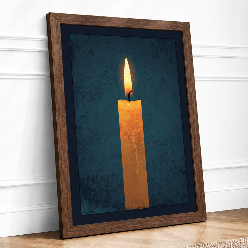 Solitary Flame Minimalist - Print, A2 - 59.4 x 42.0 cm, Walnut