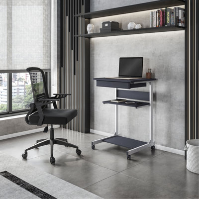 Rolling Laptop Cart With Storage, Graphite