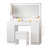 43" W 7-Drawer Makeup Vanity Set with LED Lighted Mirror and Power Outlet-1671923503