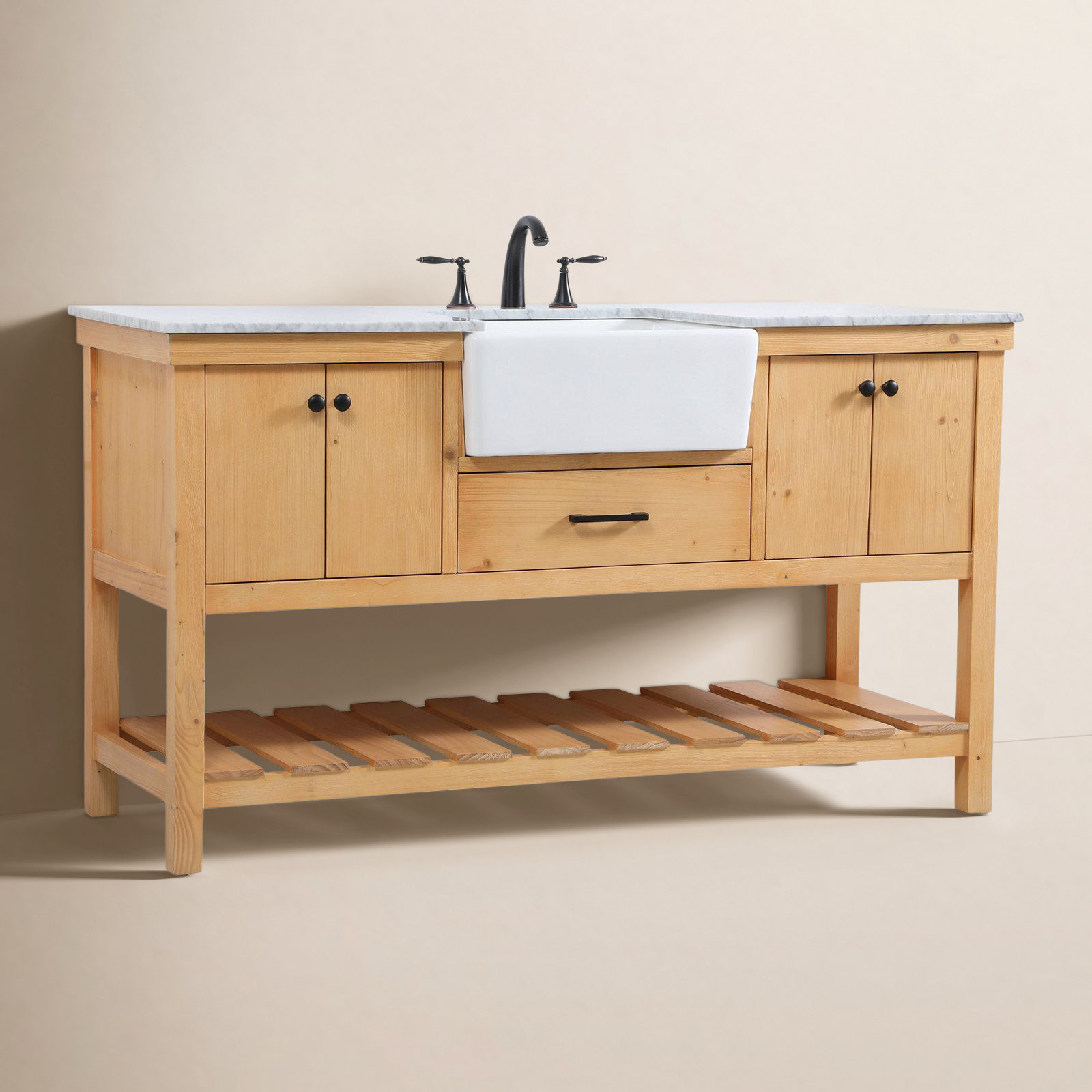 Pelaghia 60'' Single Bathroom Vanity, Natural Wood